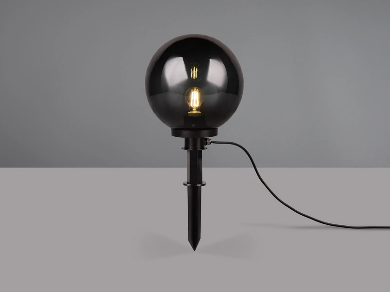 Reality Leuchten Leuchtkugel BOLO Für Den Garten Mit Strom Rauchfarbig, 5m Kabel, Ø 30 Cm – Bild 3