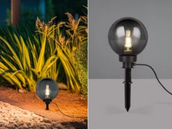 Reality Leuchten Leuchtkugel BOLO Für Den Garten Mit Strom Rauchfarbig, 5m Kabel, Ø 20 Cm