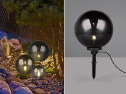 Reality Leuchten Leuchtkugel BOLO FĂŒr Den Garten Mit Strom Rauchfarbig, 5m Kabel, Ă 40 Cm