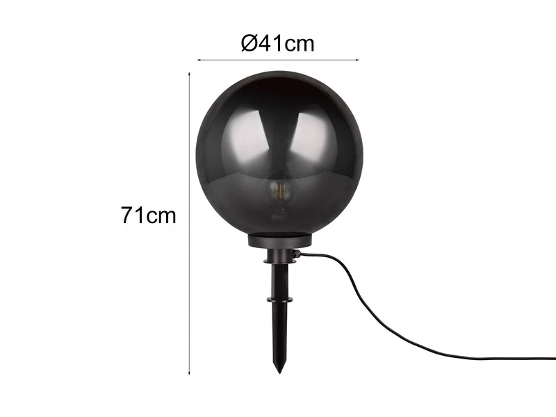 Reality Leuchten Leuchtkugel BOLO Für Den Garten Mit Strom Rauchfarbig, 5m Kabel, Ø 40 Cm – Bild 4