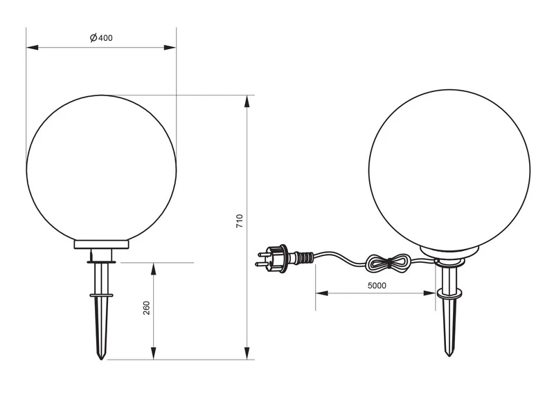 Reality Leuchten Leuchtkugel BOLO Für Den Garten Mit Strom Rauchfarbig, 5m Kabel, Ø 40 Cm – Bild 8