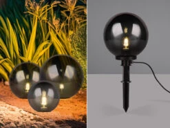 Reality Leuchten Leuchtkugel BOLO Für Den Garten Mit Strom Rauchfarbig, 5m Kabel, Ø 30 Cm