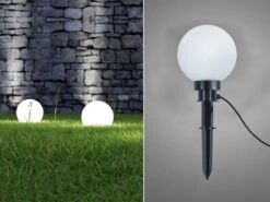 Reality Leuchten Leuchtkugel BOLO Für Den Garten Mit Strom Weiß, 5m Kabel, Ø 20 Cm