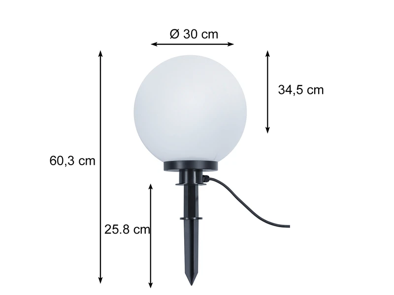 Reality Leuchten Leuchtkugel BOLO Für Den Garten Mit Strom Weiß, 5m Kabel, Ø 30 Cm – Bild 3