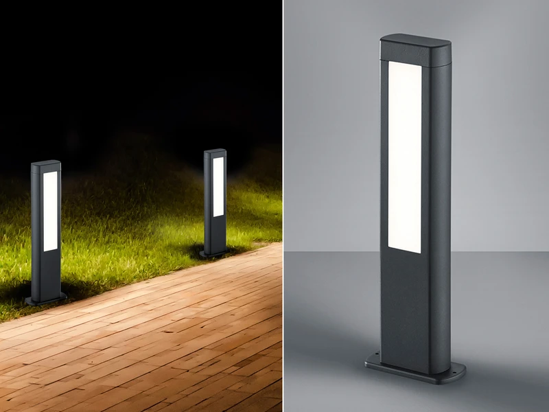Trio Leuchten Moderne LED Pfostenleuchten 2er SET Aus Aluminiumguss In Anthrazit IP54