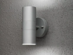 Konstsmide Moderne Up-Down Außenwandleuchte MODENA, Höhe 17cm, Aluminium Grau