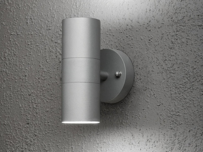 Konstsmide Moderne Up-Down Außenwandleuchte MODENA, Höhe 17cm, Aluminium Grau