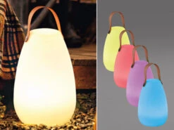 FHL Easy Outdoor Akku Tischlampe RUBY Ohne Kabel Mit RGB Farbwechsel 26cm