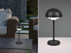 Reality Leuchten Outdoor LED Akku Tischleuchte ELLIOT Mit Touch Dimmer, Schwarz Höhe 30cm