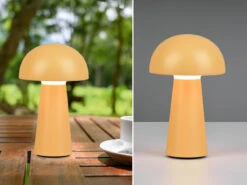 Reality Leuchten Outdoor LED Akku Tischleuchte LENNON Mit Touch Dimmer, Gelb Höhe 21cm