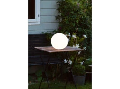 Reality Leuchten Outdoor LED Kugel Tischleuchte BAHAMAS Mit Akku Per USB Aufladbar, Weiß Ø 25cm