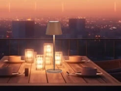 FHL Easy Outdoor USB Tischlampe COSENZA 2.0 Rostfarben Ohne Kabel Mit Ladestation