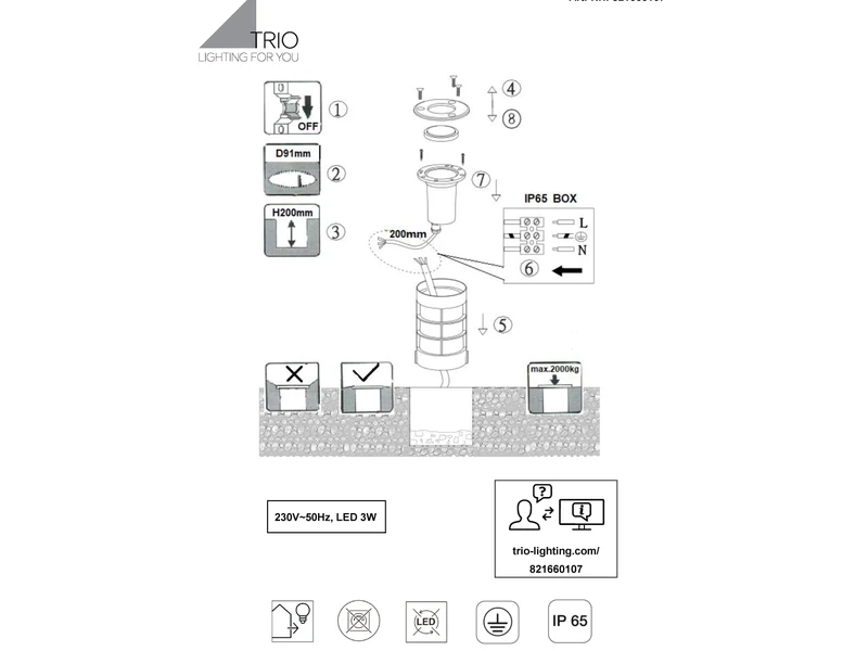 Trio Leuchten Runder Bodeneinbauspot BELAJA Edelstahl Ø 11cm IP65 - Bodenstrahler Für Einfahrt – Bild 10