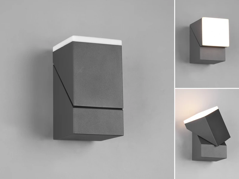 Trio Leuchten Schwenkbare LED Außenwandleuchte AVON, Höhe 16cm, Anthrazit