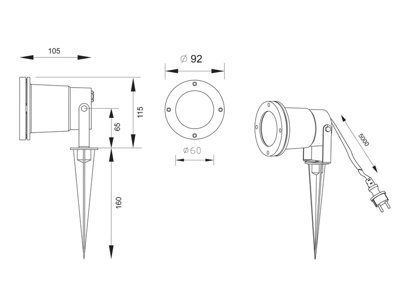 Trio Leuchten Schwenkbarer Garten Baumstrahler UBANGI Mit Erdspieß & 5m Anschlußkabel Ø 9,2cm – Bild 9