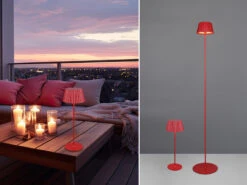MeineWunschleuchte SET Akku Stehlampe 123cm & Tischleuchte 39cm Für Outdoor Kabellos Rot