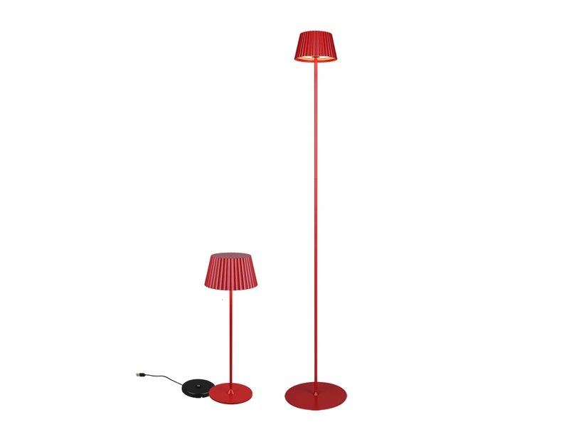 MeineWunschleuchte SET Akku Stehlampe 123cm & Tischleuchte 39cm Für Outdoor Kabellos Rot – Bild 2