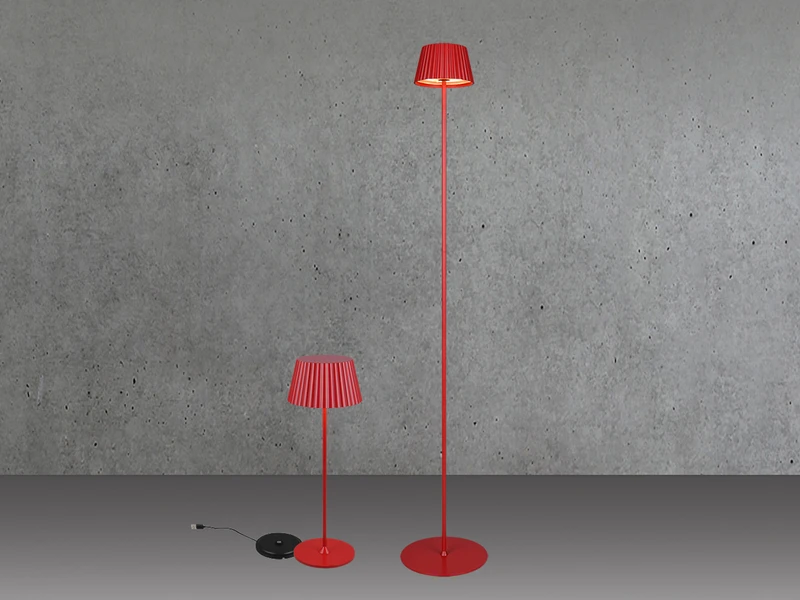 MeineWunschleuchte SET Akku Stehlampe 123cm & Tischleuchte 39cm Für Outdoor Kabellos Rot – Bild 3