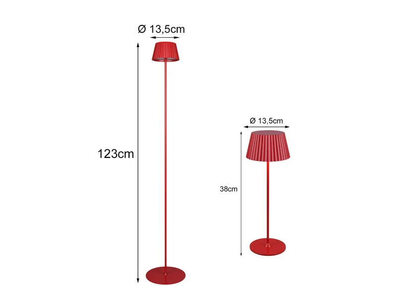 MeineWunschleuchte SET Akku Stehlampe 123cm & Tischleuchte 39cm Für Outdoor Kabellos Rot – Bild 4