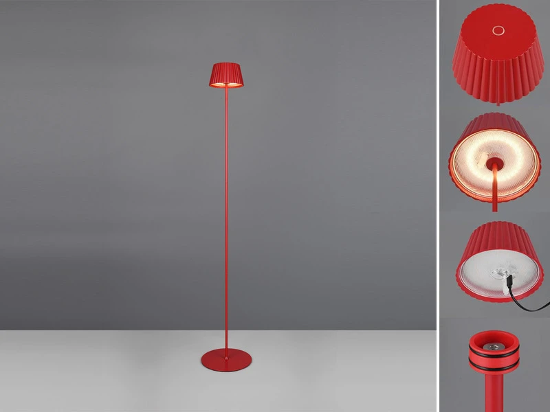 MeineWunschleuchte SET Akku Stehlampe 123cm & Tischleuchte 39cm Für Outdoor Kabellos Rot – Bild 5