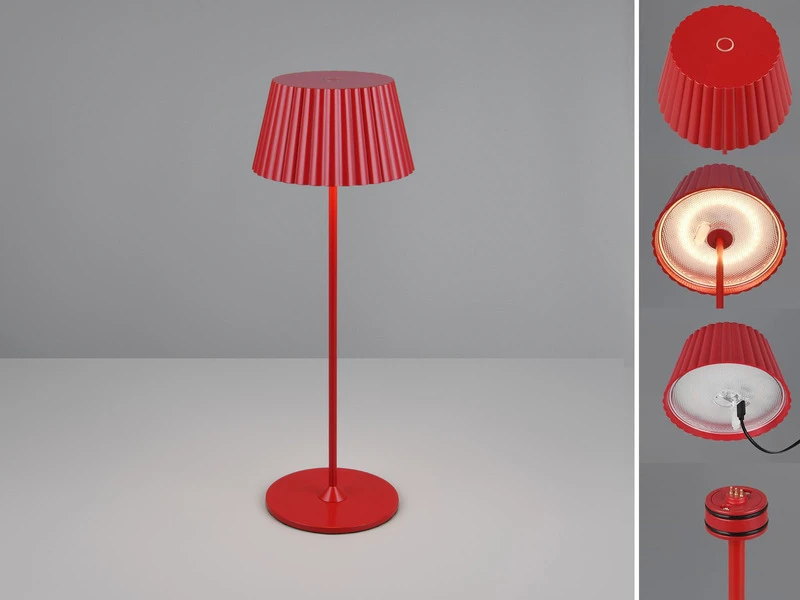 MeineWunschleuchte SET Akku Stehlampe 123cm & Tischleuchte 39cm Für Outdoor Kabellos Rot – Bild 7