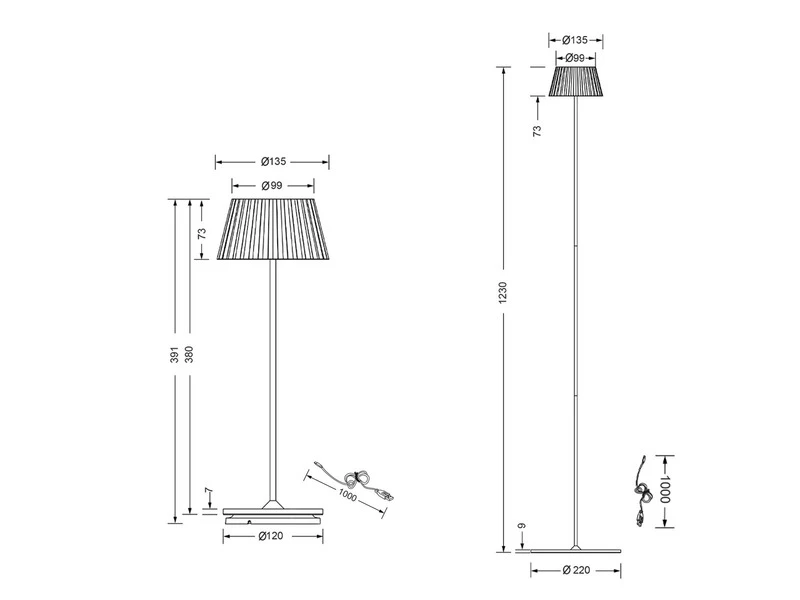 MeineWunschleuchte SET Akku Stehlampe 123cm & Tischleuchte 39cm Für Outdoor Kabellos Rot – Bild 12