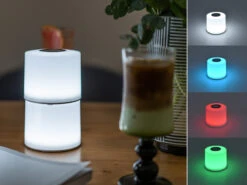 Lutec Smarte Akku LED Außentischleuchte NOMA - Basis SET Erweiterbar, RGB Ø10cm