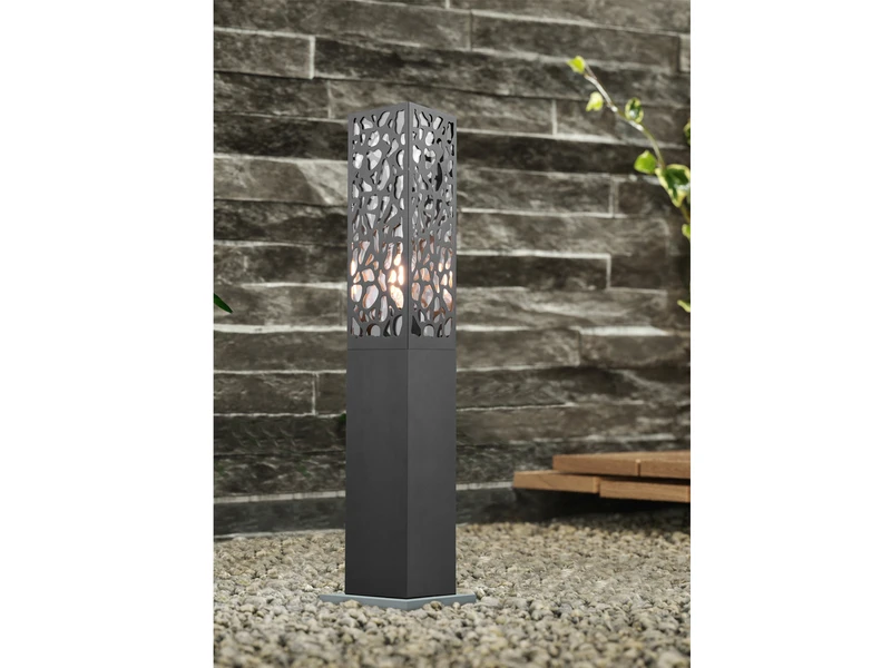 Trio Leuchten Sockelleuchte COOPER Eckig Edelstahl In Anthrazit, Höhe 60cm, IP44 – Bild 5