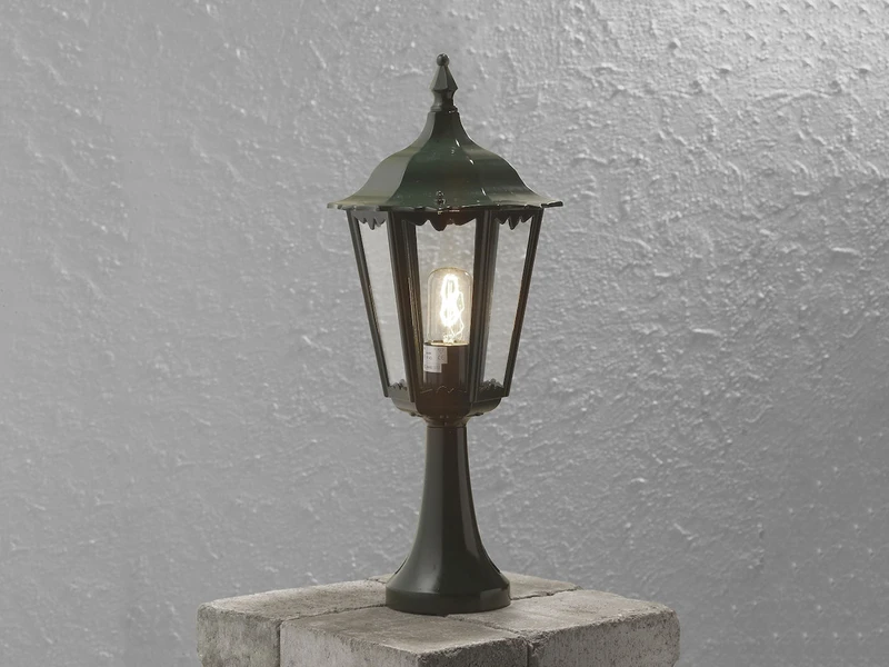 Konstsmide Sockelleuchte FIRENZE Landhausstil, Aluminium Grün, Höhe 55cm