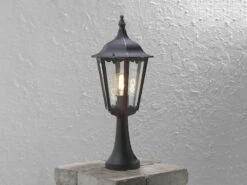 Konstsmide Sockelleuchte FIRENZE Landhausstil, Aluminium Schwarz, Höhe 55cm