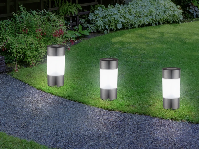 Globo Solar Edelstahl Wegeleuchten Im 3er SET - LED Außenbeleuchtung – Bild 4