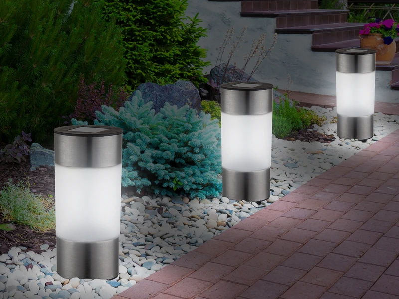 Globo Solar Edelstahl Wegeleuchten Im 3er SET - LED Außenbeleuchtung