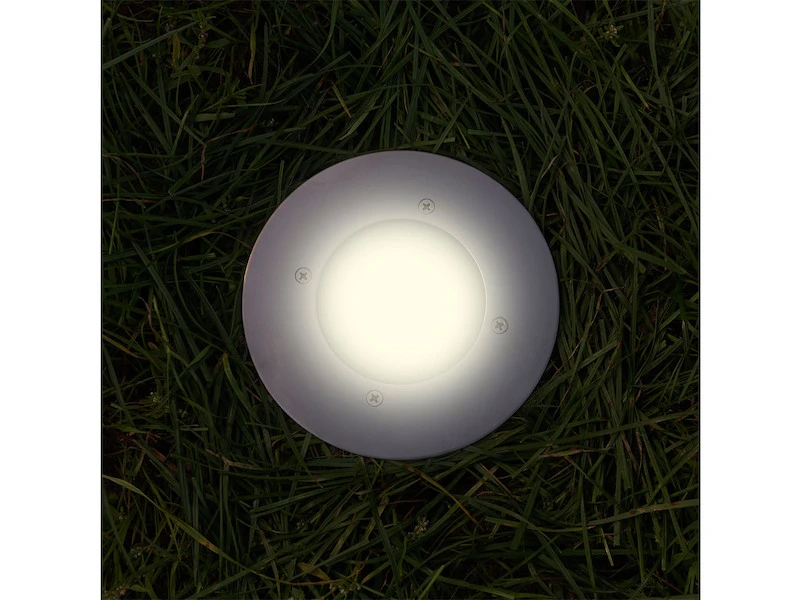 MeineWunschleuchte Solar LED Bodeneinbaustrahler 2er SET Für Außen, Edelstahl Rund Ø14cm IP67 – Bild 7