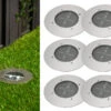 Ranex Solar LED Bodeneinbaustrahler 6er SET Für Außen, Edelstahl Rund Ø14cm IP67