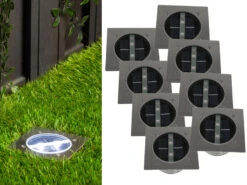 Ranex Solar LED Bodeneinbaustrahler 8er SET Für Außen, Edelstahl 4-eckig 10x10cm, IP67