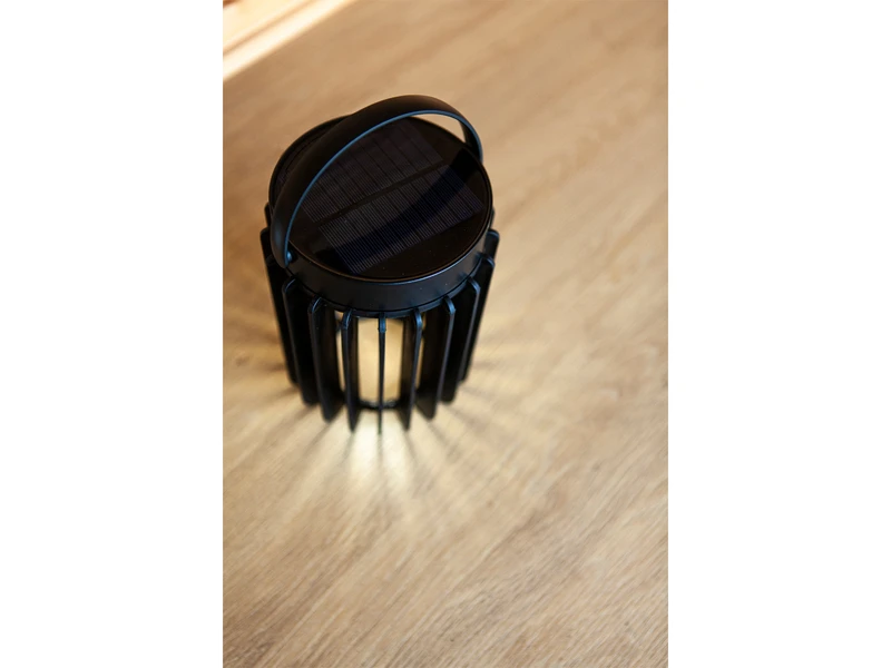 Lutec Solar LED Tischleuchte KOZY Schwarz, Dimmbar USB Anschluß, Ø14cm H18,6cm – Bild 6