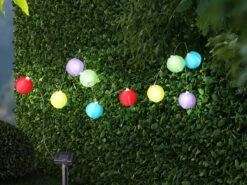 Globo Solarbetriebene LED Outdoor Lichterkette Mit 10 Bunten Lampions, Länge 3 Meter