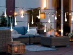 Globo Solarbetriebene LED Outdoor Lichterkette Mit 20 Tropfen, Länge 2,8 Meter