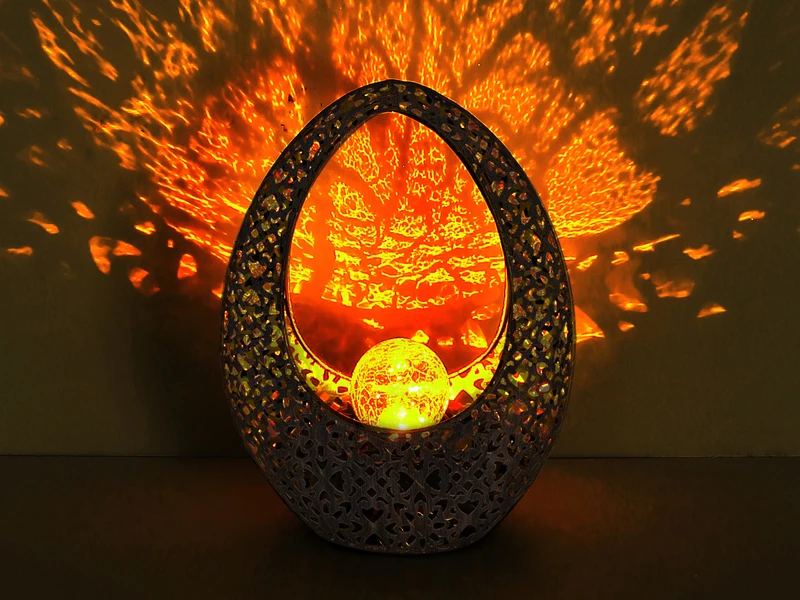 Globo Solarleuchte Mit Crackle Glaskugel, Dekorstanzungen Bronzefarben, Höhe 27,5cm – Bild 6