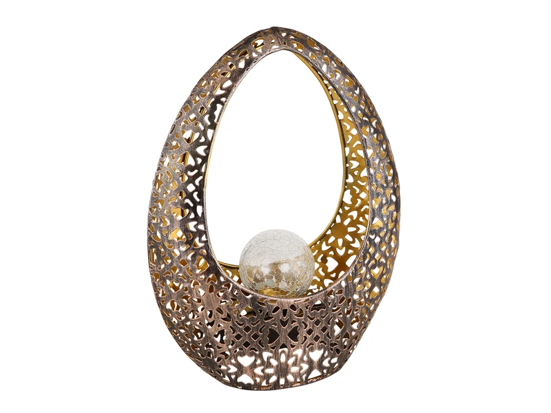 Globo Solarleuchte Mit Crackle Glaskugel, Dekorstanzungen Bronzefarben, Höhe 27,5cm – Bild 8