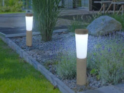 Globo Solarleuchten 2er Set Erdspießleuchten, Steinoptik Grau, H.45,5cm