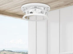 QUOIZEL Ultra Wetter & Salzluft Resistente Außen Deckenleuchte MARBLEHEAD, Weiß Ø33cm