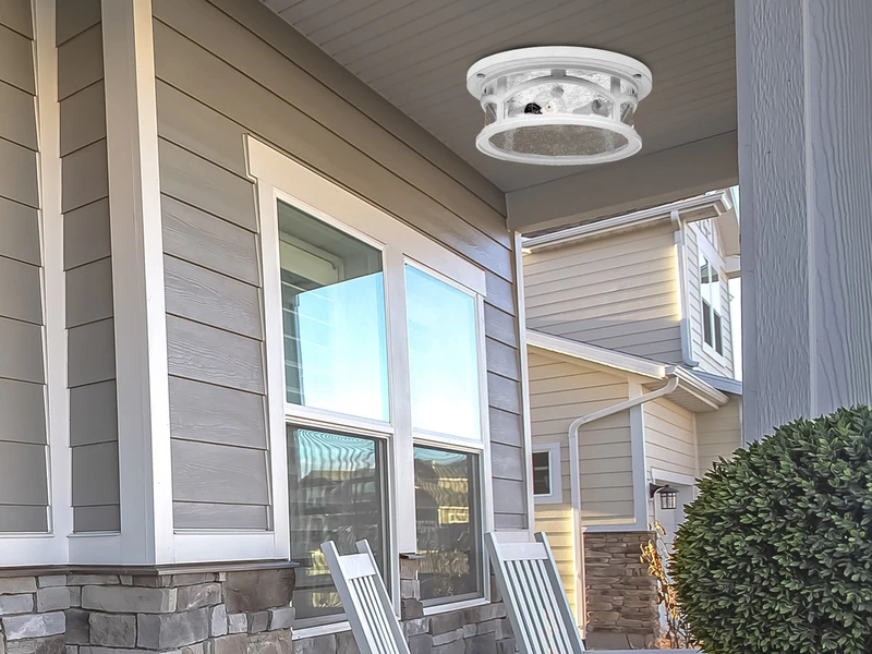 MeineWunschleuchte Ultra Wetter & Salzluft Resistente Außen Deckenleuchte, Weiß Ø33cm – Bild 4