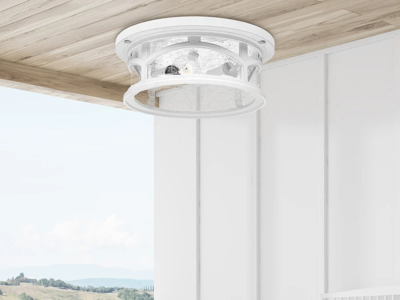 MeineWunschleuchte Ultra Wetter & Salzluft Resistente Außen Deckenleuchte, Weiß Ø33cm