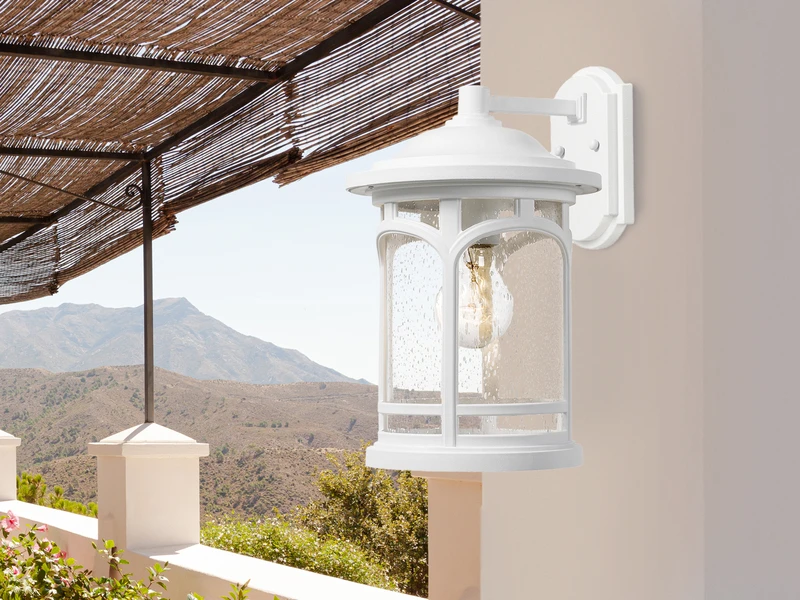 QUOIZEL Ultra Wetter & Salzluft Resistente Außen Laterne MARBLEHEAD, Weiß Höhe 26cm
