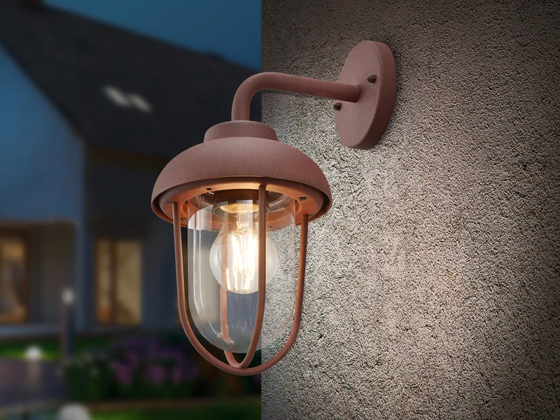 Trio Leuchten Vintage AuĂenwandleuchte Laterne DUERO In Rostoptik - Fassadenbeleuchtung