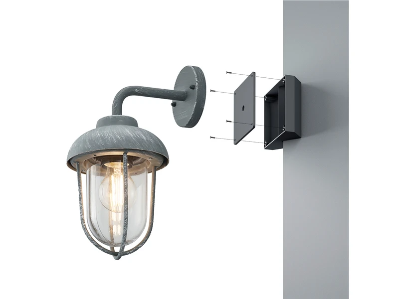 MeineWunschleuchte Vintage Außenwandleuchte Laterne In Betonoptik Mit Eckbefestigung Für Hausecke – Bild 3