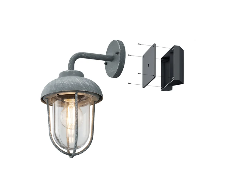 MeineWunschleuchte Vintage Außenwandleuchte Laterne In Betonoptik Mit Eckbefestigung Für Hausecke