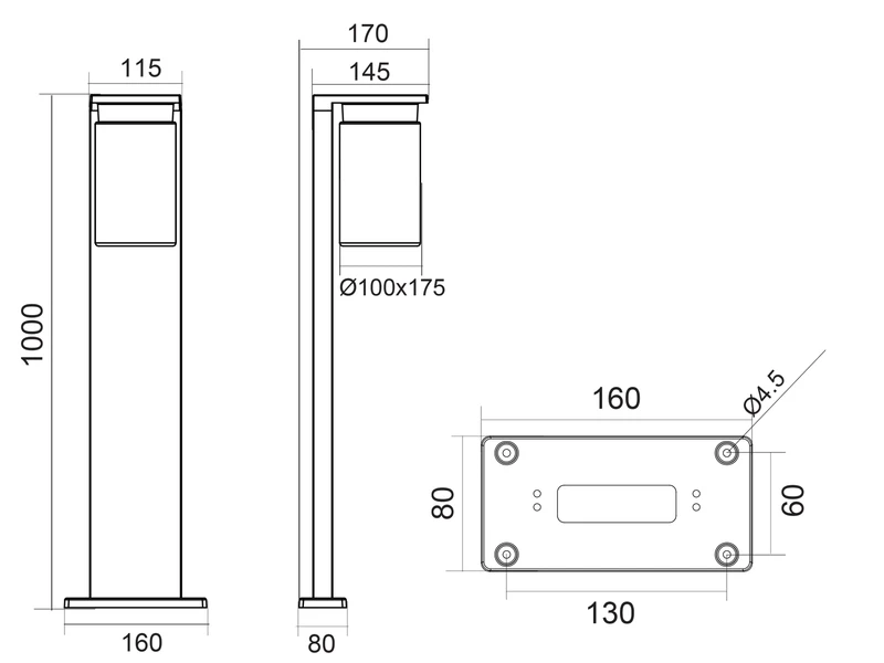 Trio Leuchten Wegeleuchte ARDILA Laterne Aus Aluminium Schwarz, Höhe 100cm – Bild 6