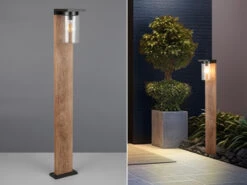 Trio Leuchten Wegeleuchte ARDILA Laterne In Schwarz & Holzoptik Mit Glasschirm, Höhe 100cm